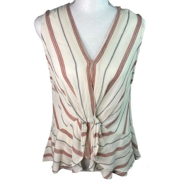 Angie Tops - New! Angie Top White Peplum Sleeveless V-Neckline Blouse Top Women’s Sz L